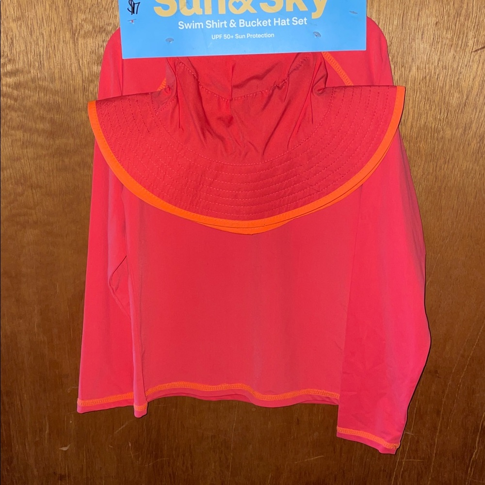 Sun & Sky - UNISEX  Kids Swim Set - red:orange.  UPF 50 + sun protection. S 7/8